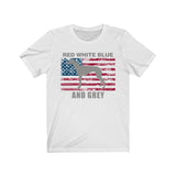 Red White Blue And Grey American Greyhound (Unisex T-Shirt) with Grey Lettering - Grey Lives Matter Shop
