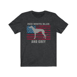 Red White Blue And Grey American Greyhound (Unisex T-Shirt) with Grey Lettering - Grey Lives Matter Shop