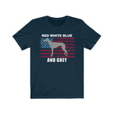 Red White Blue And Grey American Greyhound (Unisex T-Shirt) - Grey Lives Matter Shop
