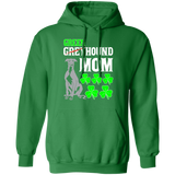 Green Greyhound Mom Pullover Hoodie 8 oz. St. Patricks Day Special - WHTTXT - Grey Lives Matter Shop