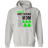 Green Greyhound Mom Pullover Hoodie 8 oz. St. Patricks Day Special - BLKTXT - Grey Lives Matter Shop