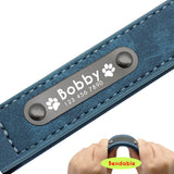Personalized Custom Leather Dog Collar With Name ID Tag For Small Medium Large Dogs - Grey Lives Matter Shop