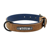 Personalized Custom Leather Dog Collar With Name ID Tag For Small Medium Large Dogs - Grey Lives Matter Shop