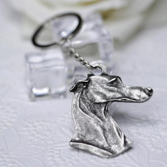 Greyhound Keyring in Antique Silver