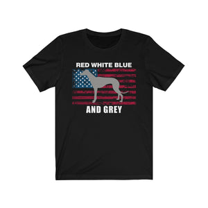 Red White Blue And Grey American Greyhound (Unisex T-Shirt) - Grey Lives Matter Shop