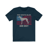 Red White Blue And Grey American Greyhound (Unisex T-Shirt) with Grey Lettering - Grey Lives Matter Shop