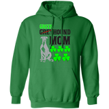 Green Greyhound Mom Pullover Hoodie 8 oz. St. Patricks Day Special - BLKTXT - Grey Lives Matter Shop